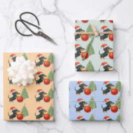 Dachshund Christmas Gift Wrap Set of 3 Geschenkpapier Set