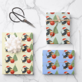 Dachshund Christmas Gift Wrap Set of 3 Geschenkpapier Set