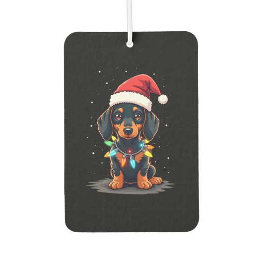Dachshund Christmas Lights Santa Hat Xmas Dog Love Autolufterfrischer (Vorderseite)