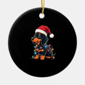 Dachshund Christmas Lights Santa Hat Xmas Dog Love Keramik Ornament (Vorne)