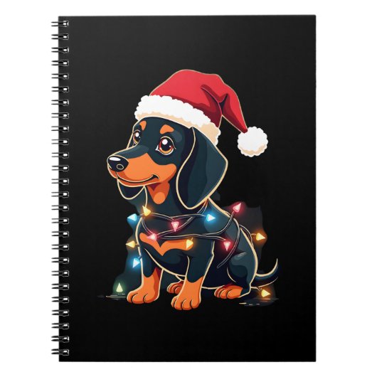 Dachshund Christmas Lights Santa Hat Xmas Dog Love Notizblock (Vorderseite)