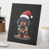 Dachshund Christmas Lights Santa Hat Xmas Dog Love Sockelschild (In Situ)