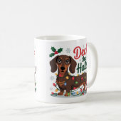 Dachshund Christmas Mug – Deck the Halls Holiday Kaffeetasse (VorderseiteRechts)