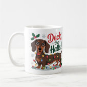 Dachshund Christmas Mug – Deck the Halls Holiday Kaffeetasse (Links)