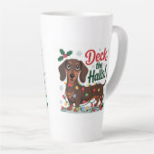 Dachshund Christmas Mug – Deck the Halls Holiday Milchtasse (Rechte Ecke)