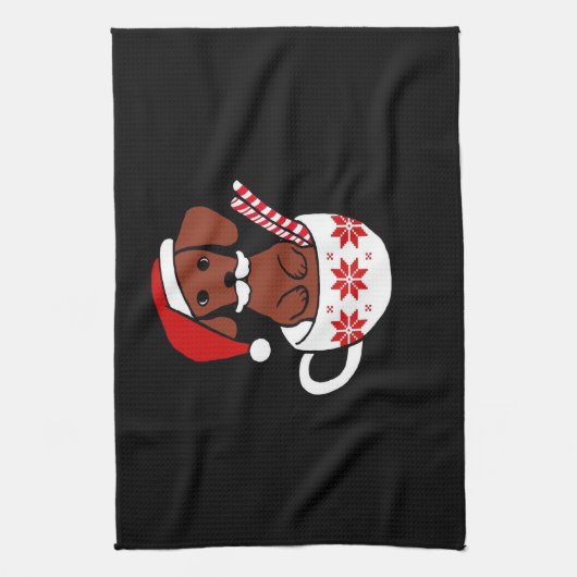 Dachshund Christmas Mustache Coffee Mug Classic T- Geschirrtuch (Vertikal)