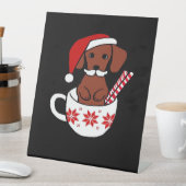Dachshund Christmas Mustache Coffee Mug Classic T- Sockelschild (In Situ)