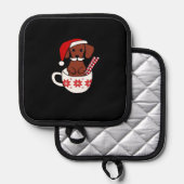 Dachshund Christmas Mustache Coffee Mug Classic T- Topflappen (Vorderseite/Rückseite)