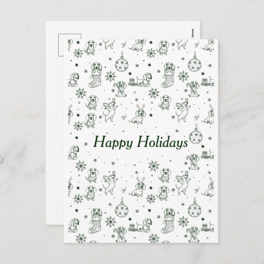 Dachshund Christmas pattern Feiertagspostkarte (Vorne/Hinten)