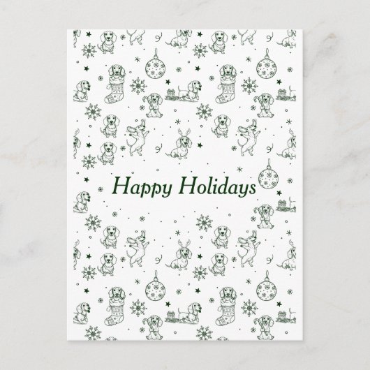 Dachshund Christmas pattern Feiertagspostkarte (Vorderseite)