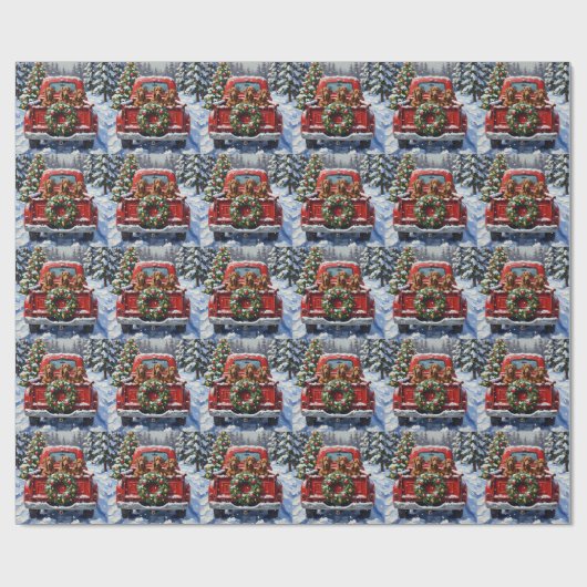 Dachshund Christmas Red Truck Holiday Geschenkpapier (Flach)