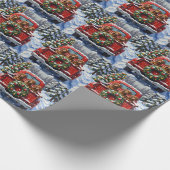 Dachshund Christmas Red Truck Holiday Geschenkpapier (Ecke)