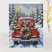 Dachshund Christmas Red Truck Holiday Karte (Gelbe Blume)