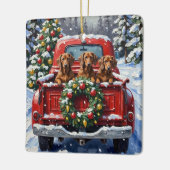 Dachshund Christmas Red Truck Holiday Keramikornament (Links)