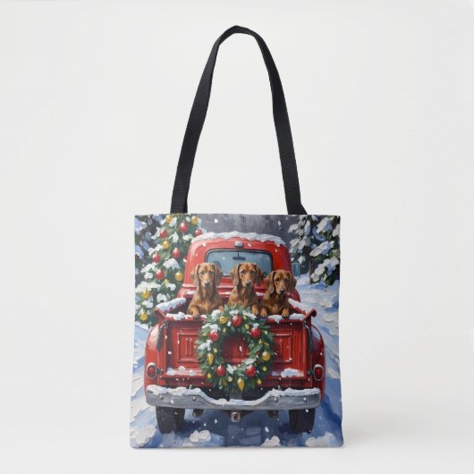 Dachshund Christmas Red Truck Holiday Tasche (Vorderseite)