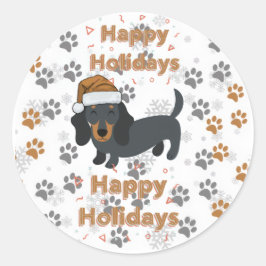Dachshund christmas runder aufkleber