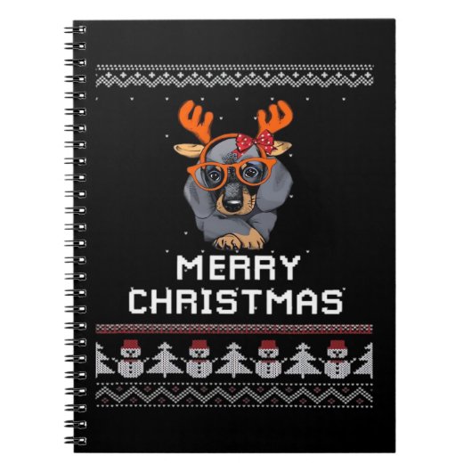 Dachshund Christmas Sweater Oversized T-Shirt Notizblock (Vorderseite)