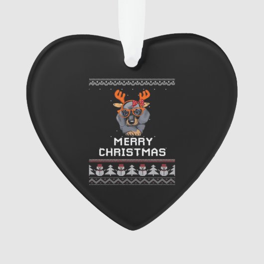 Dachshund Christmas Sweater Oversized T-Shirt Ornament (Vorderseite)