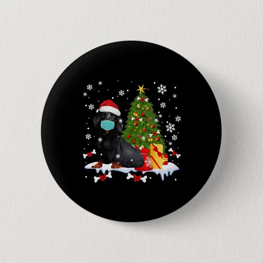 Dachshund Christmas Tree Funny Dog Button (Vorderseite)