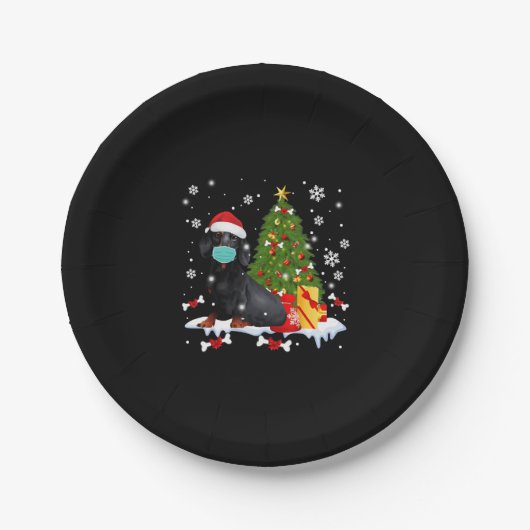 Dachshund Christmas Tree Funny Dog Pappteller (Vorderseite)