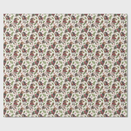 Dachshund Christmas Wrapping Paper Geschenkpapier (Flach)