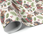 Dachshund Christmas Wrapping Paper Geschenkpapier (Rolleneckpunkt)