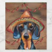 Dachshund Cinco de Mayo Weinetikett (Einzelnes Label)