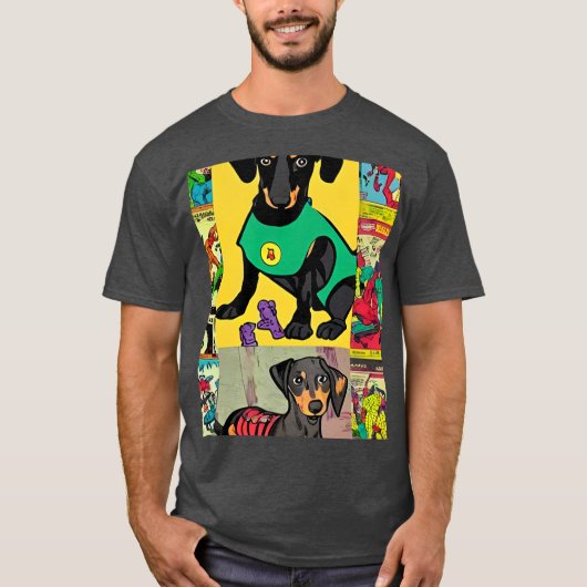 Dachshund Comic retro T-Shirt (Vorderseite)