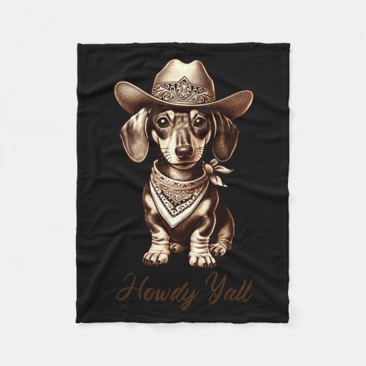 Dachshund Cowboy Cute Sausage Dog Cowboy Weiner Pu Fleecedecke (Vorderseite)