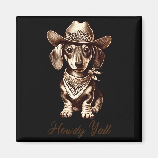 Dachshund Cowboy Cute Sausage Dog Cowboy Weiner Pu Magnet (Vorne)