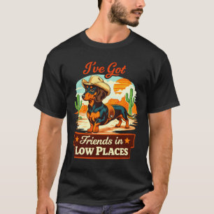 Dachshund Cowboy Retro Western Hund lustiger Lands T-Shirt