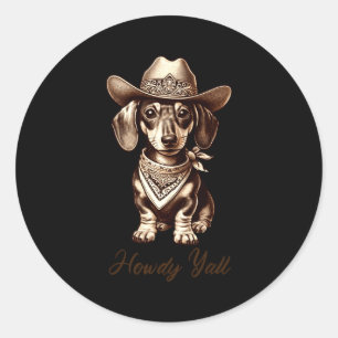 Dachshund Cowboy Süßer Wursthund Cowboy Wiener Pu Runder Aufkleber