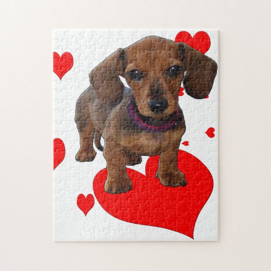 Dachshund Dackel mit Herz Puzzle (Vertikal)