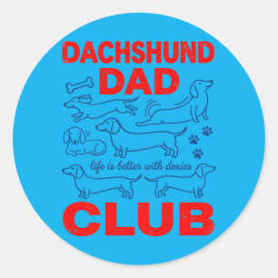Dachshund Dad Club auf dem Rücken Design Runder Aufkleber