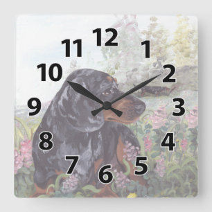 Dachshund dapple Puppy Dreamer Clock Quadratische Wanduhr