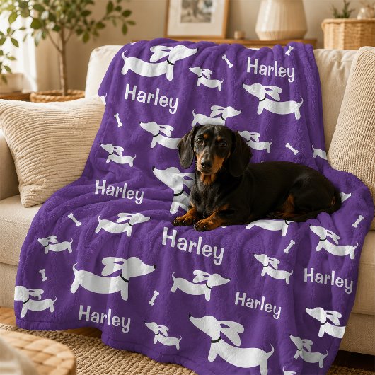 Dachshund-Decke Lila Personalisiert Doxie Mütter Fleecedecke