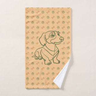 Dachshund Dekoratives Linienkunstmuster Badhandtuch Set