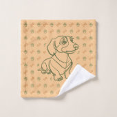 Dachshund Dekoratives Linienkunstmuster Badhandtuch Set (Waschlappen)