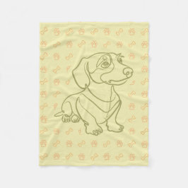 Dachshund Dekoratives Linienkunstmuster Fleecedecke