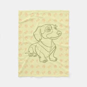 Dachshund Dekoratives Linienkunstmuster Fleecedecke
