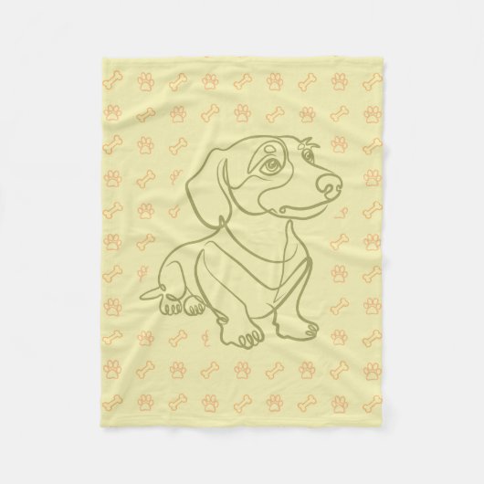 Dachshund Dekoratives Linienkunstmuster Fleecedecke (Vorderseite)
