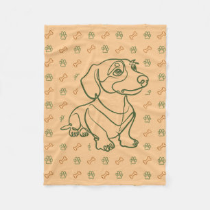 Dachshund Dekoratives Linienkunstmuster Fleecedecke