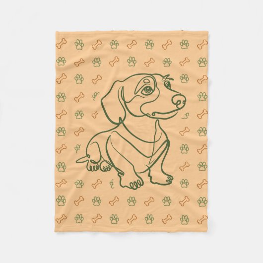 Dachshund Dekoratives Linienkunstmuster Fleecedecke (Vorderseite)