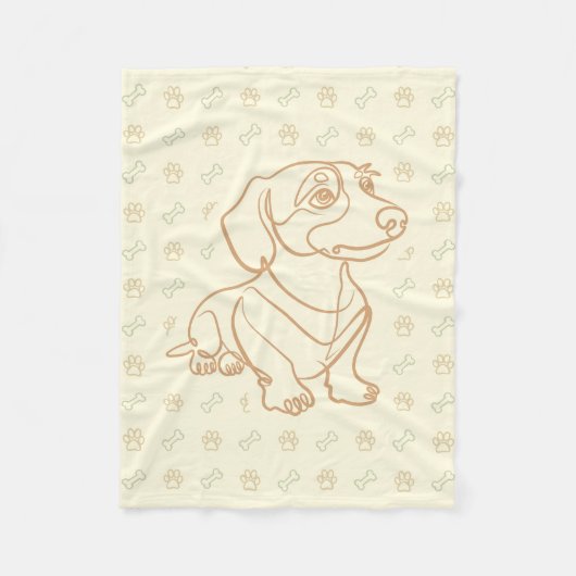 Dachshund Dekoratives Linienkunstmuster Fleecedecke (Vorderseite)