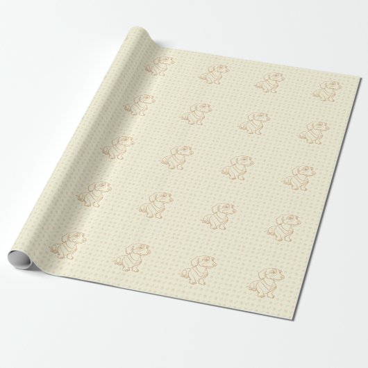 Dachshund Dekoratives Linienkunstmuster Geschenkpapier (Ungerollt)