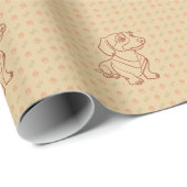 Dachshund Dekoratives Linienkunstmuster Geschenkpapier (Rolleneckpunkt)