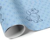 Dachshund Dekoratives Linienkunstmuster Geschenkpapier (Rolleneckpunkt)