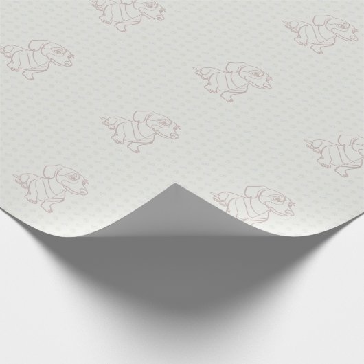 Dachshund Dekoratives Linienkunstmuster Geschenkpapier (Ecke)