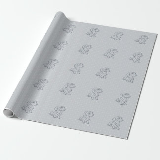 Dachshund Dekoratives Linienkunstmuster Geschenkpapier
