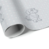 Dachshund Dekoratives Linienkunstmuster Geschenkpapier (Rolleneckpunkt)